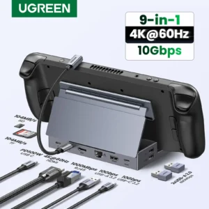 1 (19) UGREEN 9-in-1 Steam Deck Dock | 4K@60Hz USB-C Hub with RJ45, 100W PD for Steam Deck, ROG Ally & Legion Go