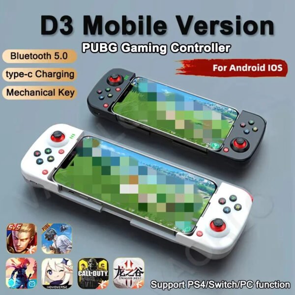 Wireless Bluetooth 5.0 Stretchable Mobile Game Controller for Android, iPhone, PS4, Switch & PC