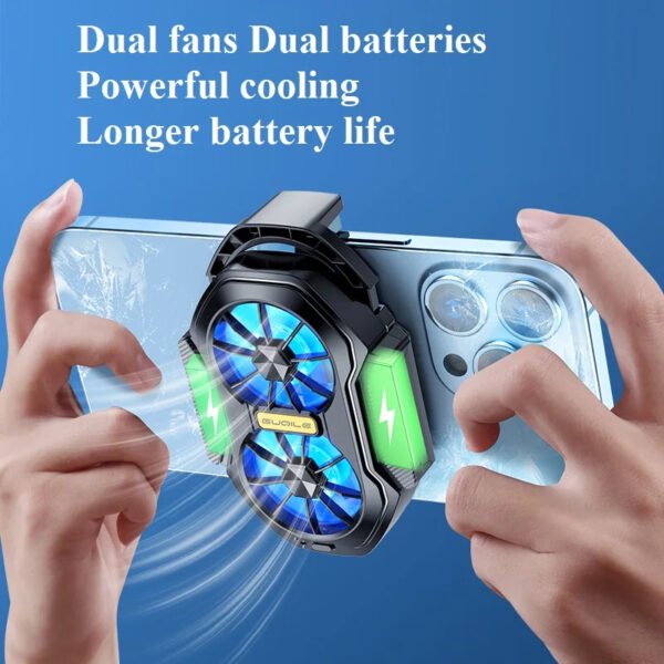 2 FS01 Dual Fan Rechargeable Mobile Phone Cooler | Strong Cooling Radiator with Clip Design & Game Button