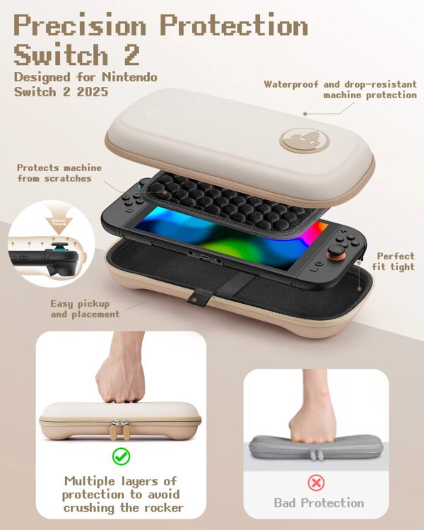 3 Travel Carrying Case for Nintendo Switch 2 & Switch OLED | Waterproof Anti-Scratch Protective Storage Bag with 10 Game Card Slots