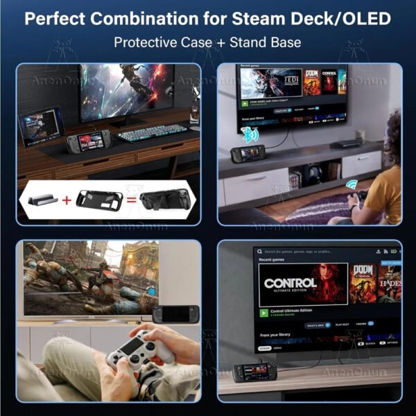 6 Steam Deck & Steam Deck OLED Full Fit Silicone Protective Case with Folding Stand | Shockproof, Anti-Scratch & Non-Slip Cover