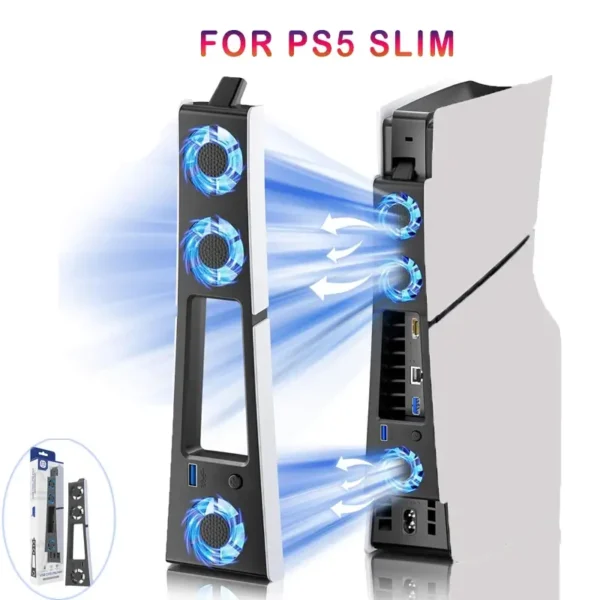 1 PS5 Slim Cooling Fan | LED Gaming Console Cooler with Efficient Cooling & Noise Reduction for Disc & Digital Editions