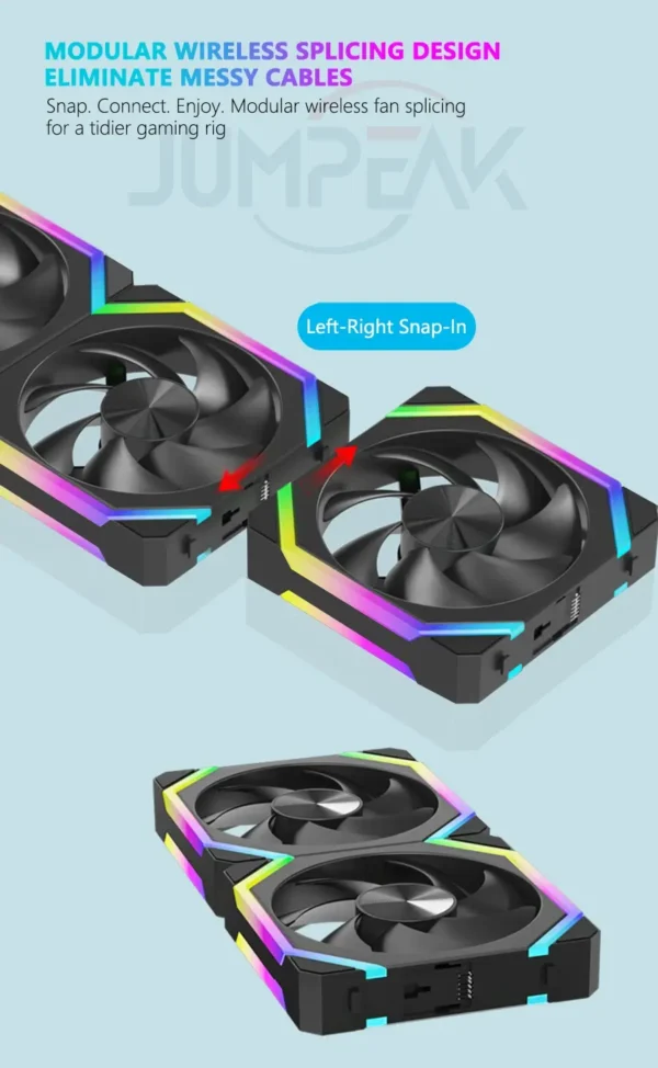 4 JUMPEAK CS120 ARGB 120mm PWM Cooling Fan | Modular Stackable Silent RGB Fan for Gaming PC Cases & Water Coolers