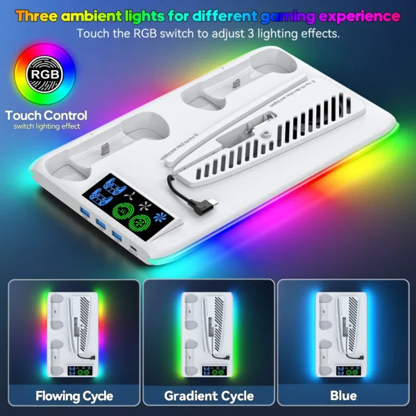 5 Game Stand For Sony PS5 Console Playstation Play Stations PS 5 Slim Pro Support Base Holder Cooler Fan RGB Gaming Accessories