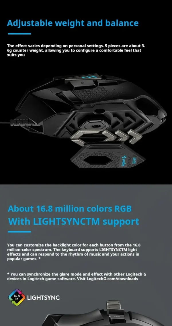 Logitech G502 HERO Cable Game Mouse E-Sports Eating Chicken Mechanical Mouse RGB Light Can Be Balanced To Eat Chicken Macro Prog