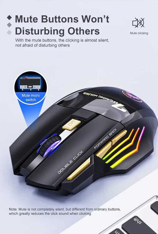 6 iMICE GW-X7 Wireless Gaming Mouse | 3200 DPI 2.4G & Bluetooth Dual-Mode Rechargeable Mouse with 7 Keys & LED