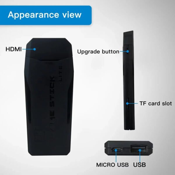 6 M8 4K Retro Game Stick | 20,000+ Classic Games, 23+ Emulators & Dual 2.4G Wireless Controllers
