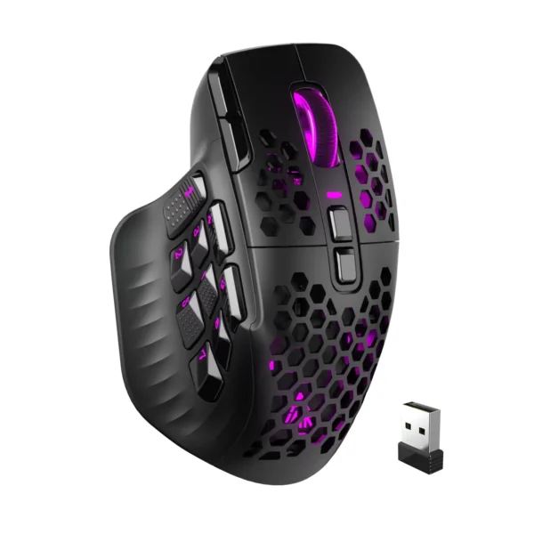 SOLAKAKA SM809 Pro Wireless MMO Gaming Mouse | 24,000 DPI PAW3311 Sensor, 16 Programmable Side Buttons, RGB & Macro