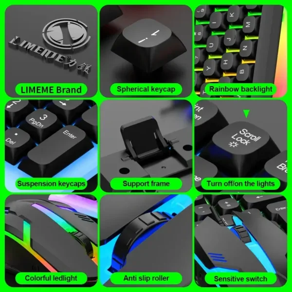 4 NG GTX350 Gaming Keyboard Mouse Combo | Wired USB LED Backlit Set for PC, Computer & Laptop