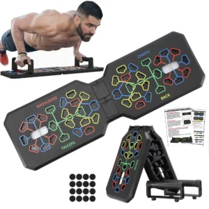 1 (28) Portable Multifunctional Push-Up Board Set | Foldable Fitness Equipment with Handles for Chest, Arms, Back & Ab Training