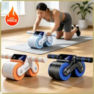Auto-Rebound Double-Wheel Ab Roller with Phone Holder | Non-Slip Core & Abdominal Workout Equipment
