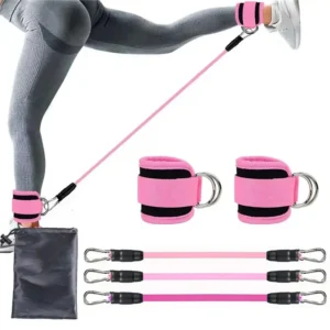 Resistance Band Workout Set with Ankle Straps | Elastic Fitness Bands for Yoga, Strength Training & Home Gym Workouts